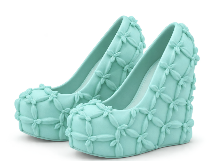Mint Floral Wedge Heels- Size: 35 EU