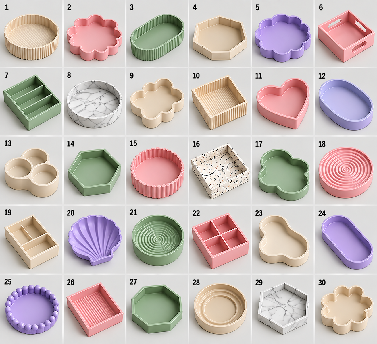 3D Printed Designer Tray Collection – 60 Designs