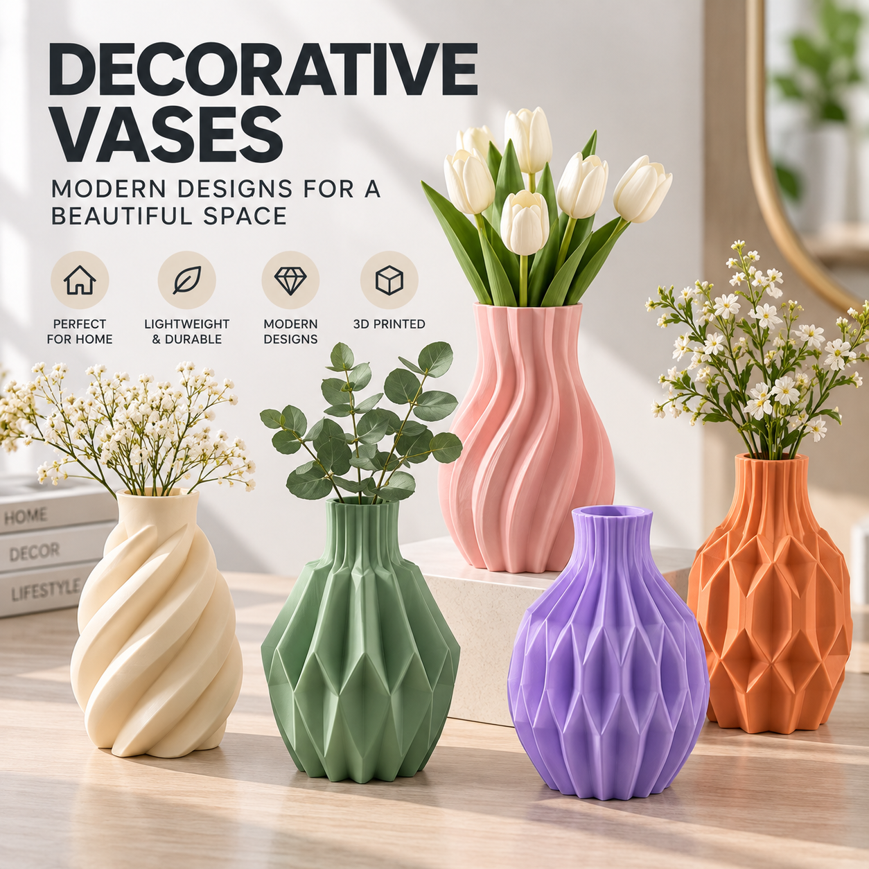 3D Printed Designer Vase Collection – 30 Designs